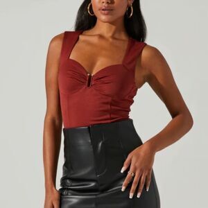 Astr Burgundy Sleeveless Bodysuit